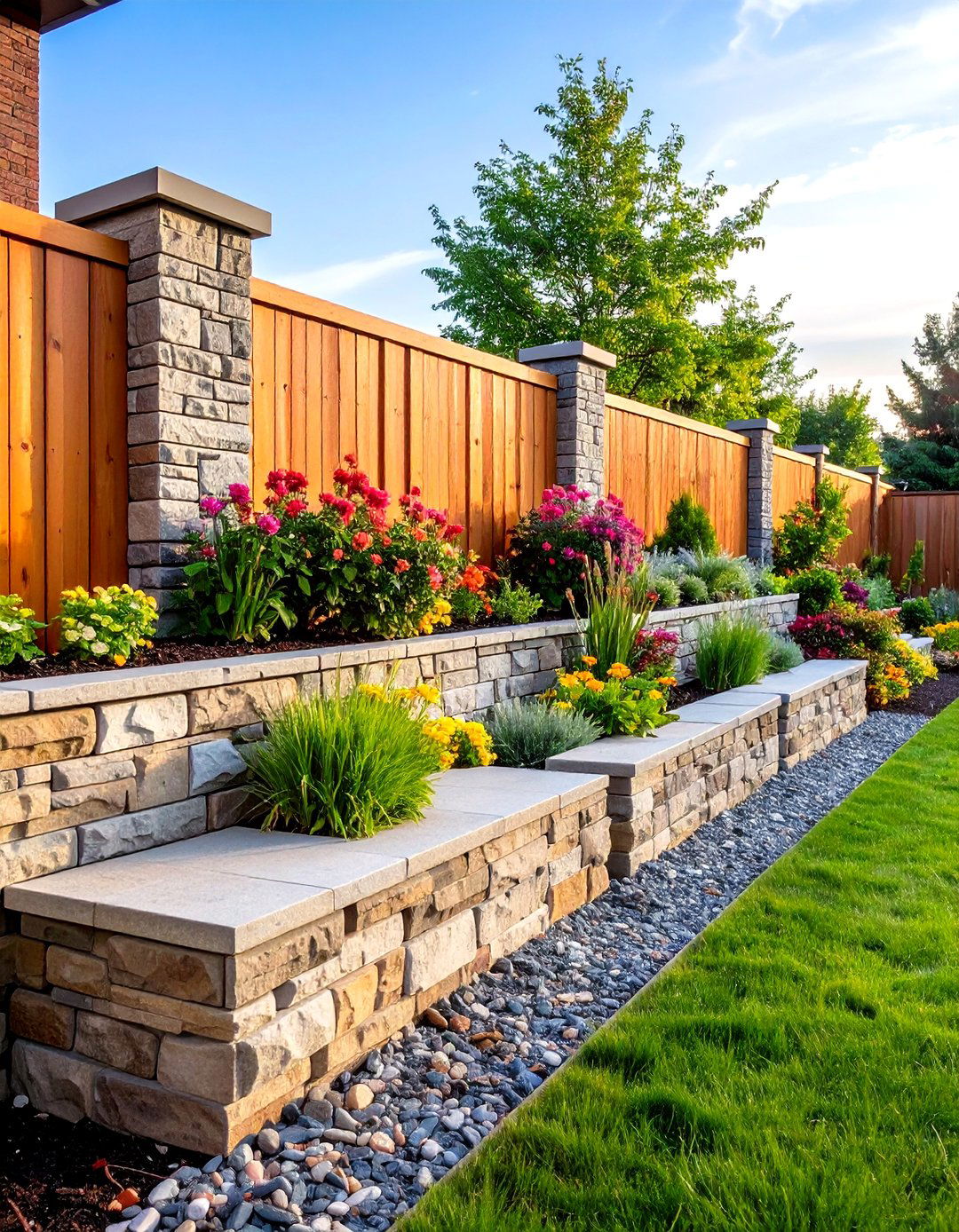 Integrated Seating Block Wall - 24 Cinder Block Fence Ideas