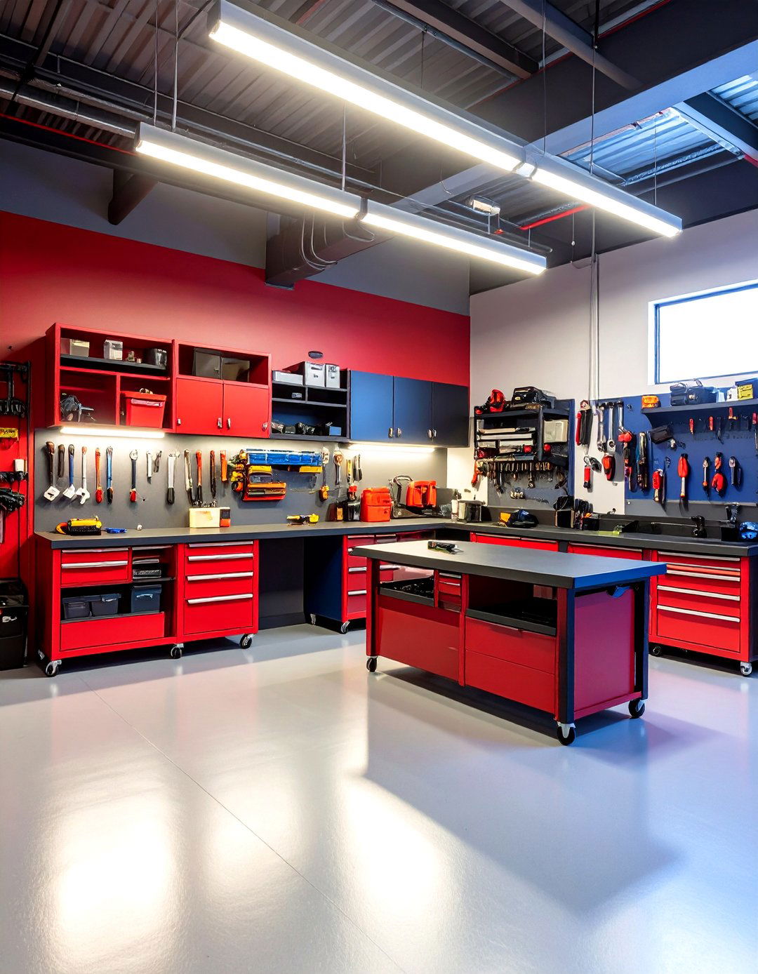 Integrated Workbench Station - 24 Motorcycle Garage Ideas