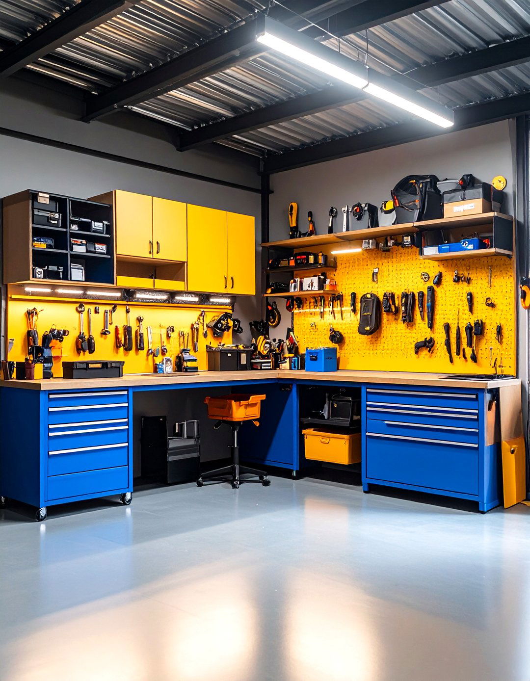 Integrated Workspace Storage - 24 Garage Wall Ideas