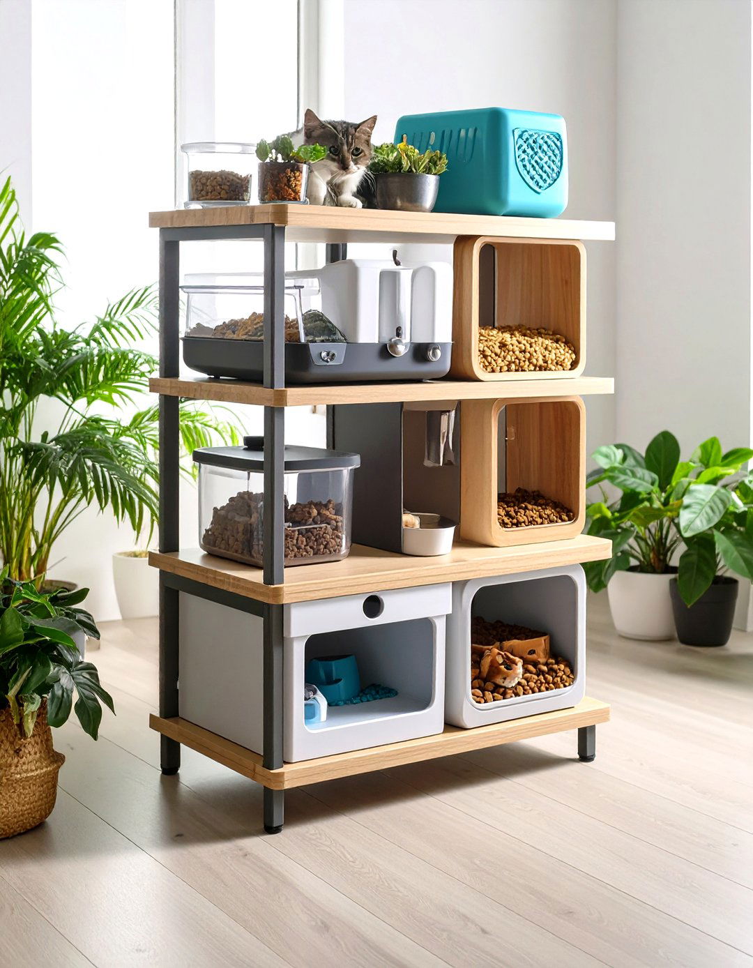 Interactive Feeding Station Hub - 24 Cat Room Ideas