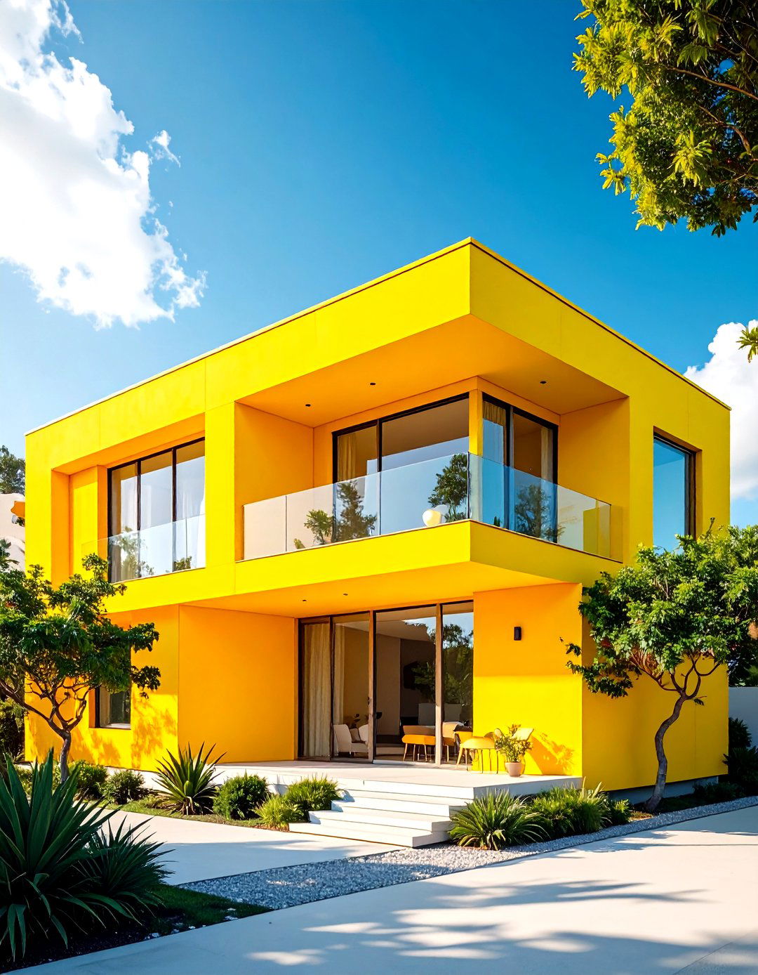 International Style Yellow Modernist Statement - 24 Yellow Exterior Home Ideas