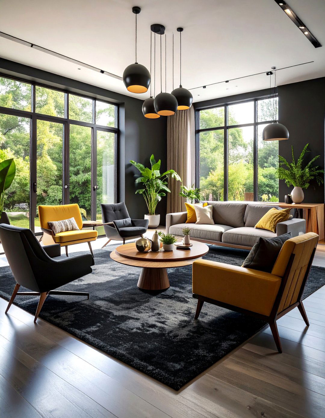 Intimate Conversation Seating - 24 Black Carpet Living Room Ideas