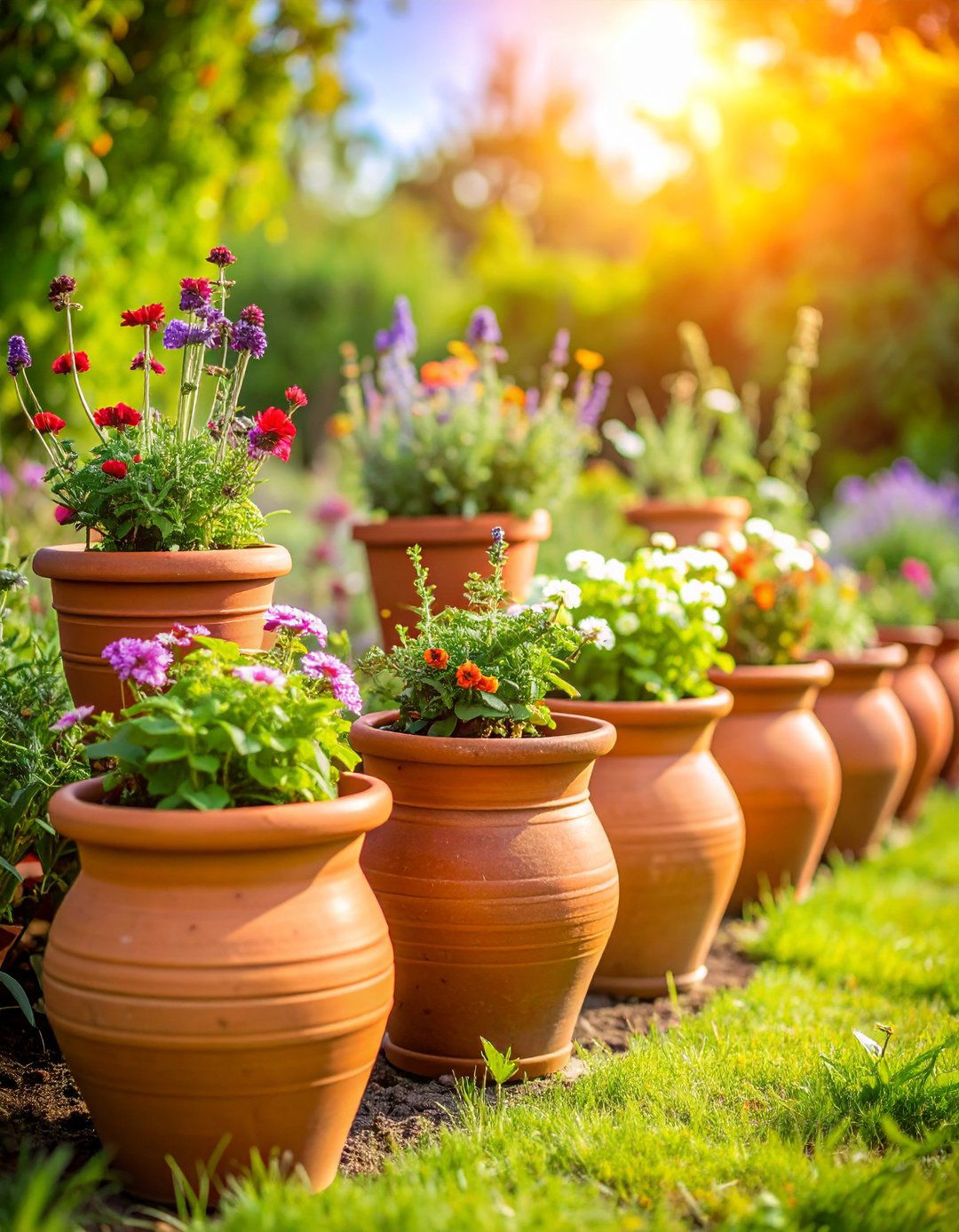 Inverted Terracotta Pot Edging - 24 Recycled Garden Edging Ideas