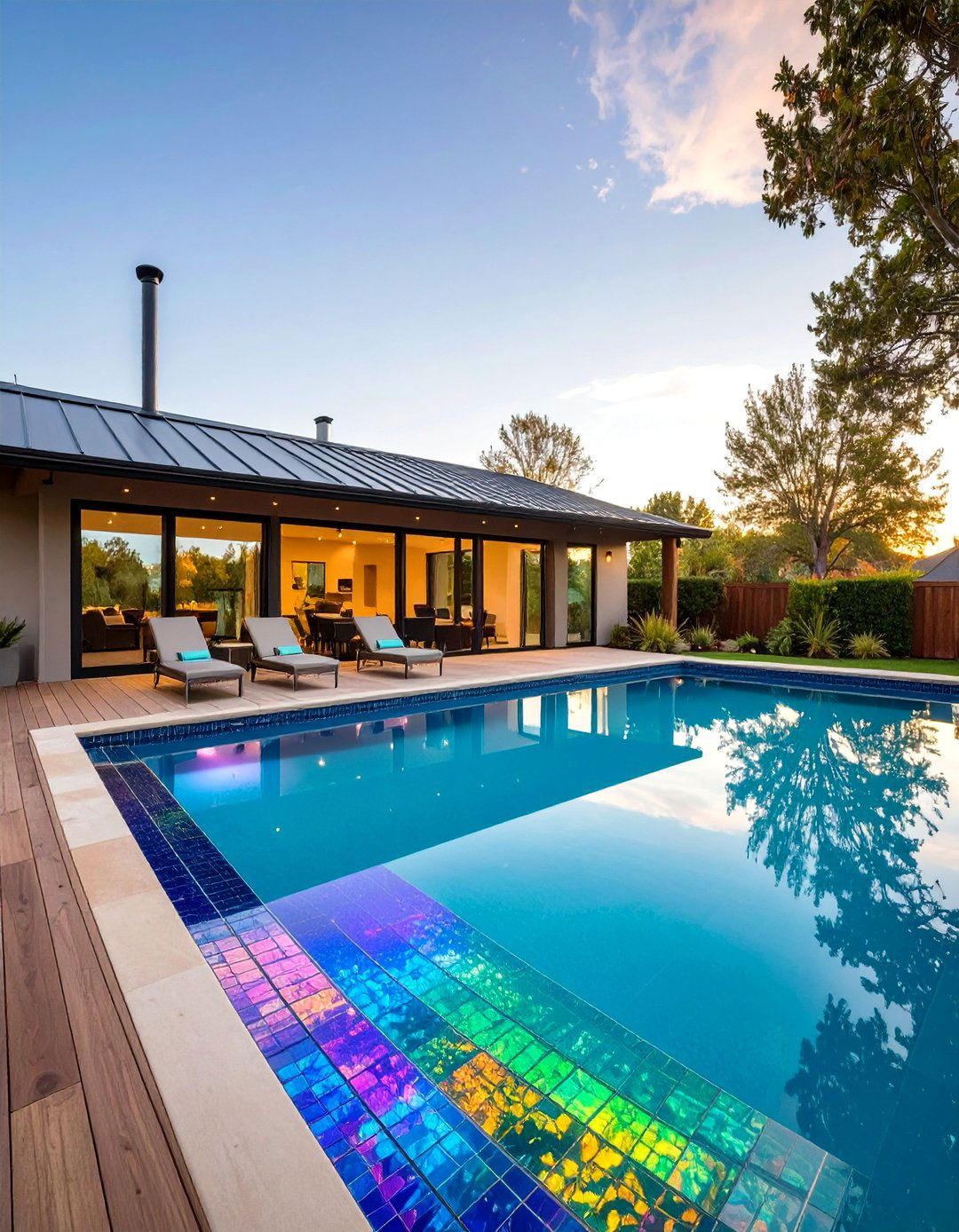 Iridescent Glass Pool Accents - 24 Pool Tile Ideas