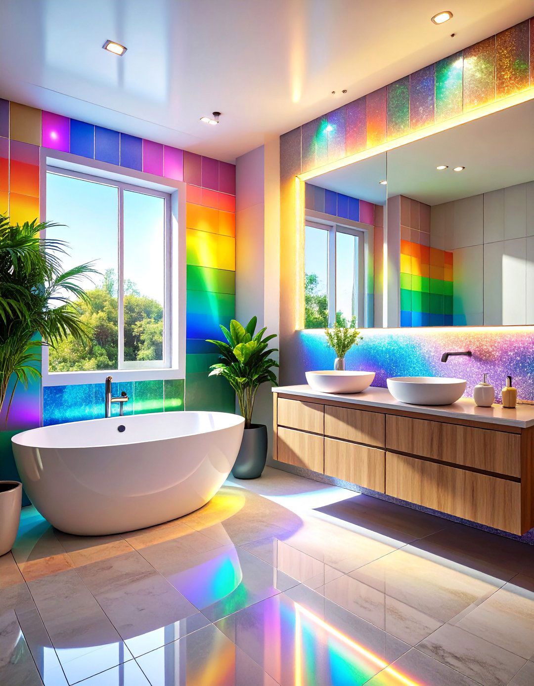 Iridescent Glass Shimmer Effects - 24 Bathroom Tile Ideas