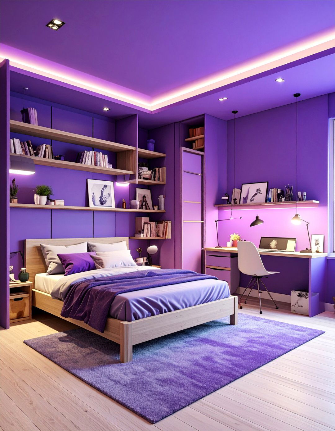 Iris Purple Artistic Studio Bedroom - 24 Purple Bedroom Ideas
