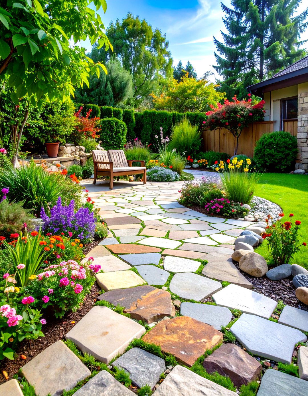 Irregular Flagstone Mosaic Design - 24 Flagstone Patio Ideas