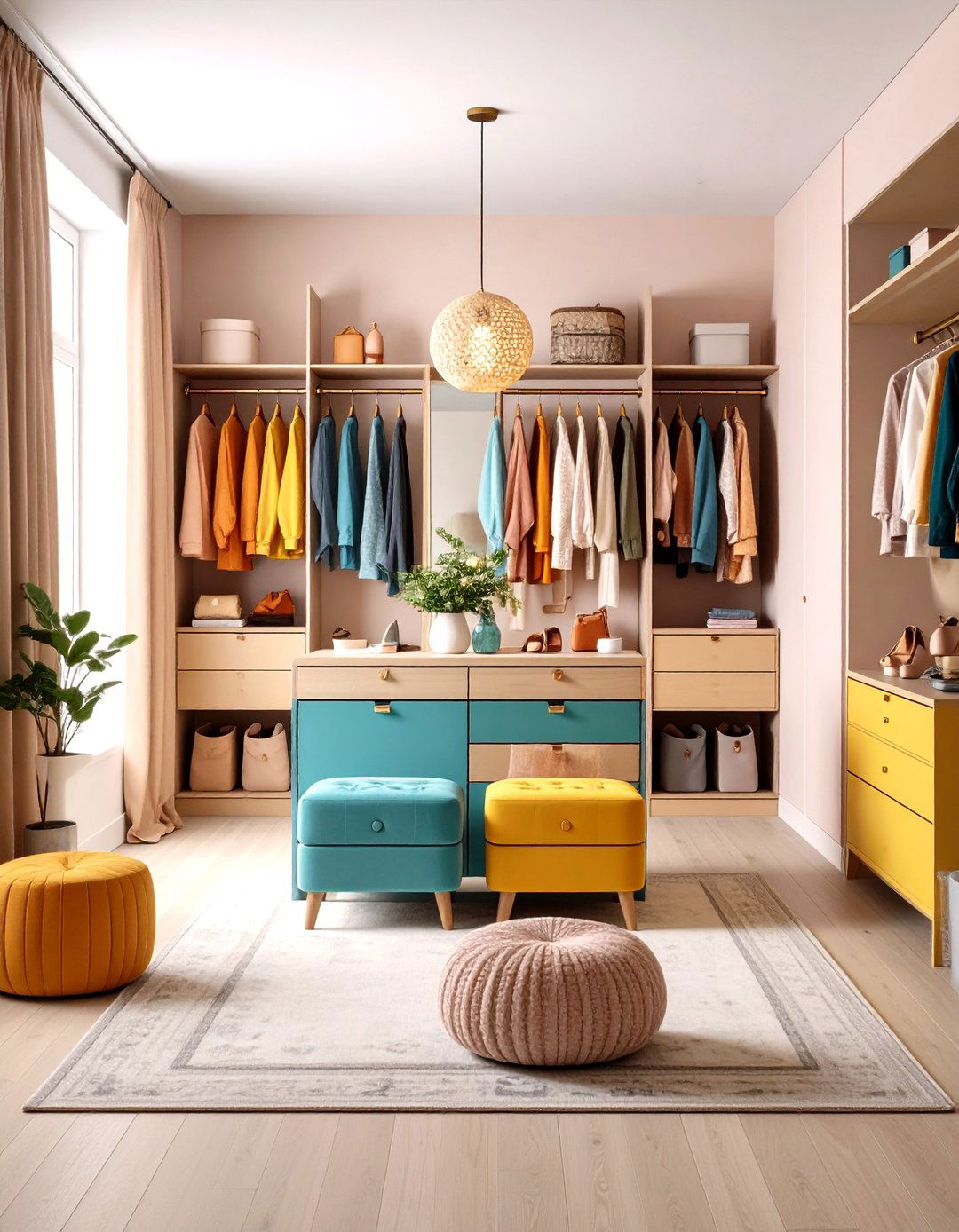 Island and Seating Integration - 24 Small Dressing Room Ideas