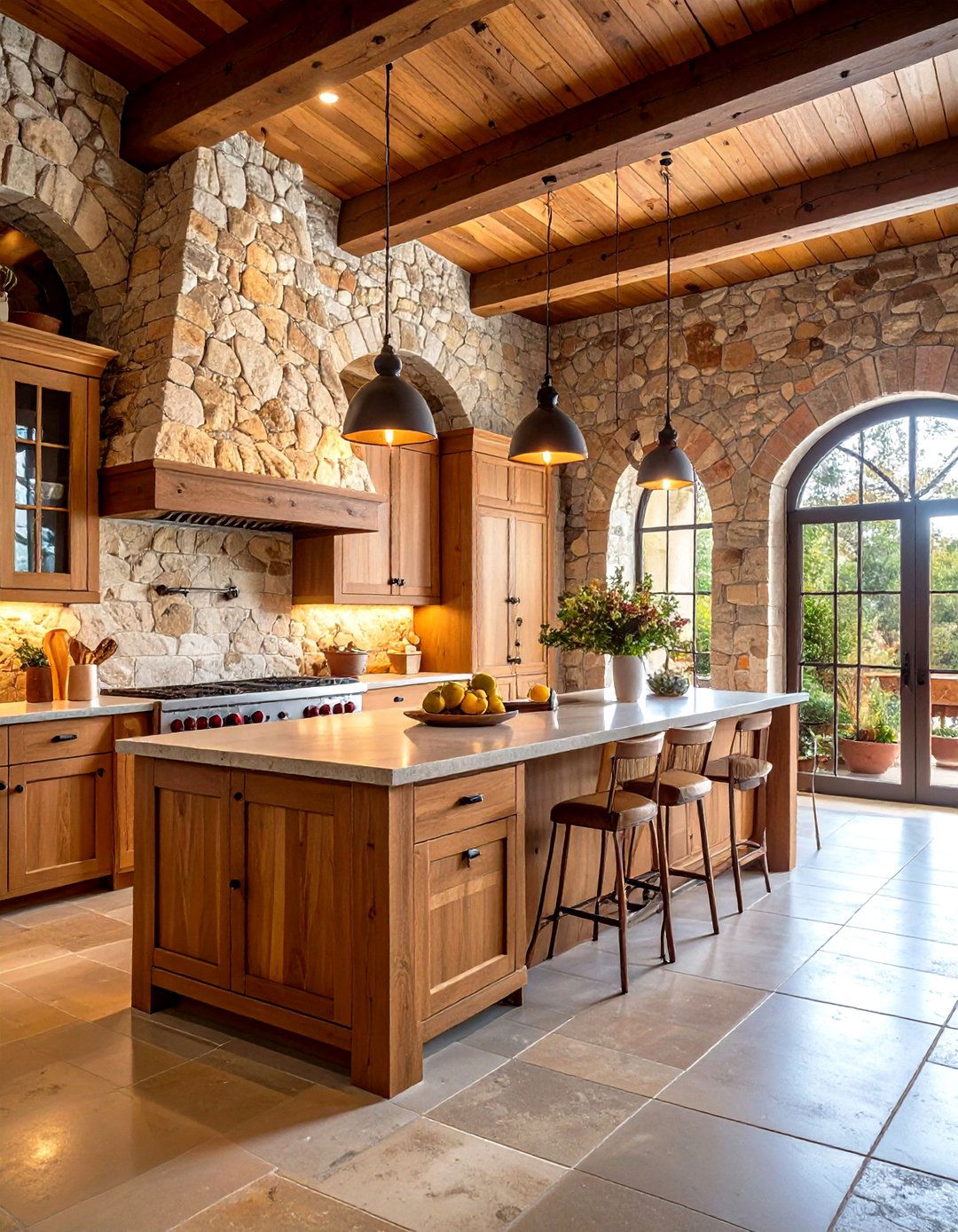 Italian Kitchen with Natural Stone Walls and Rustic Textures - 24 Italian Kitchen Design Ideas