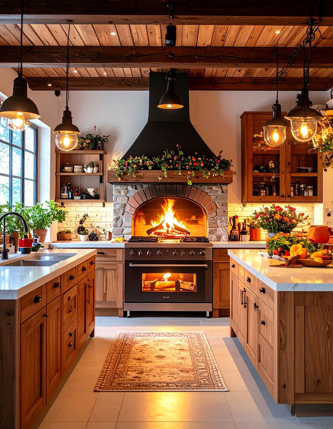Italian Kitchen with Traditional Pizza Oven and Hearth Focus - 24 Italian Kitchen Design Ideas