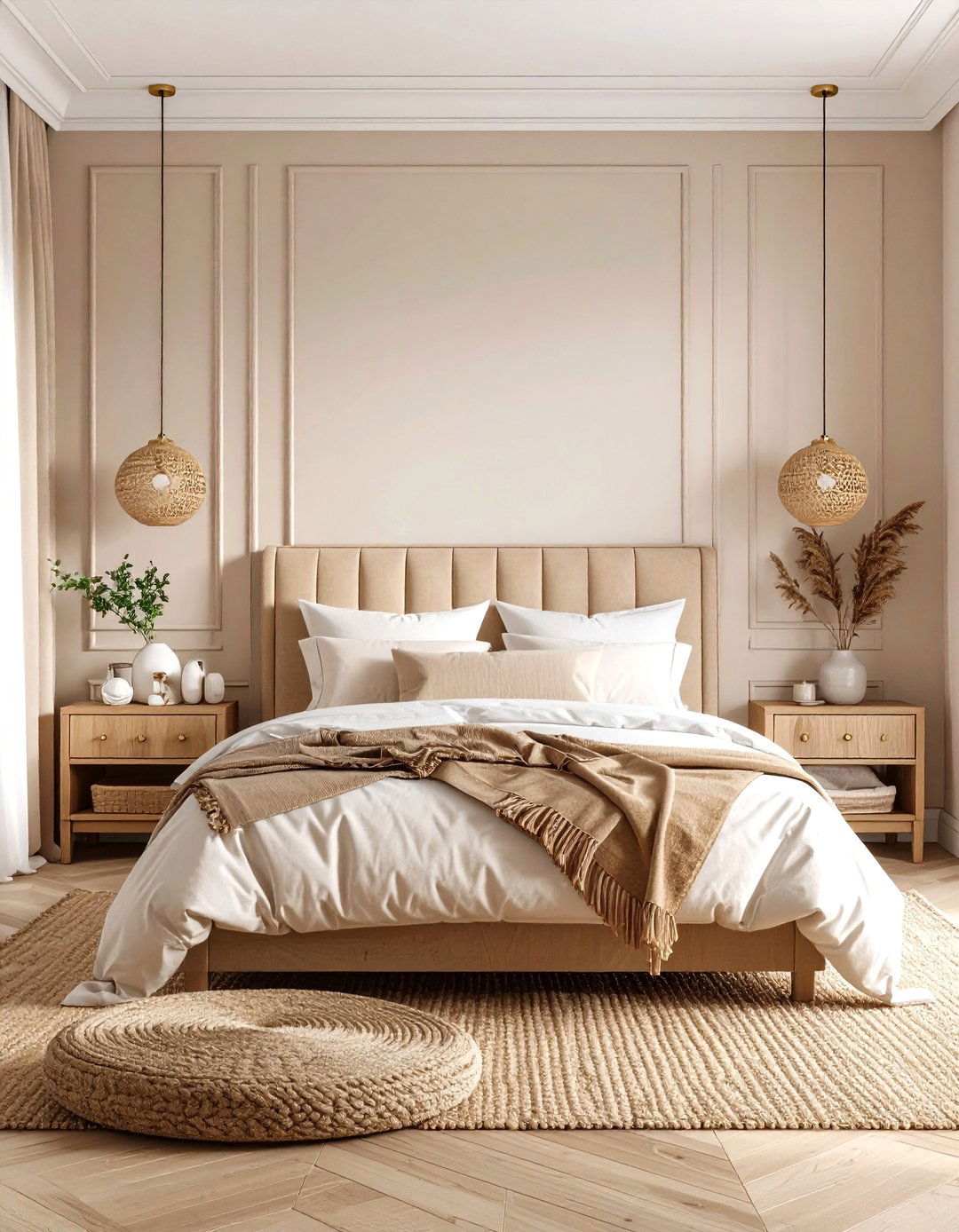 Ivory Bedroom with Brass and Wood - 24 Bedroom Paint Colors