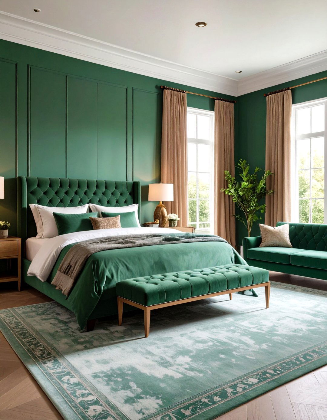 Jade Green Master Suite with Sitting Area - 24 Jade Green Bedroom Ideas