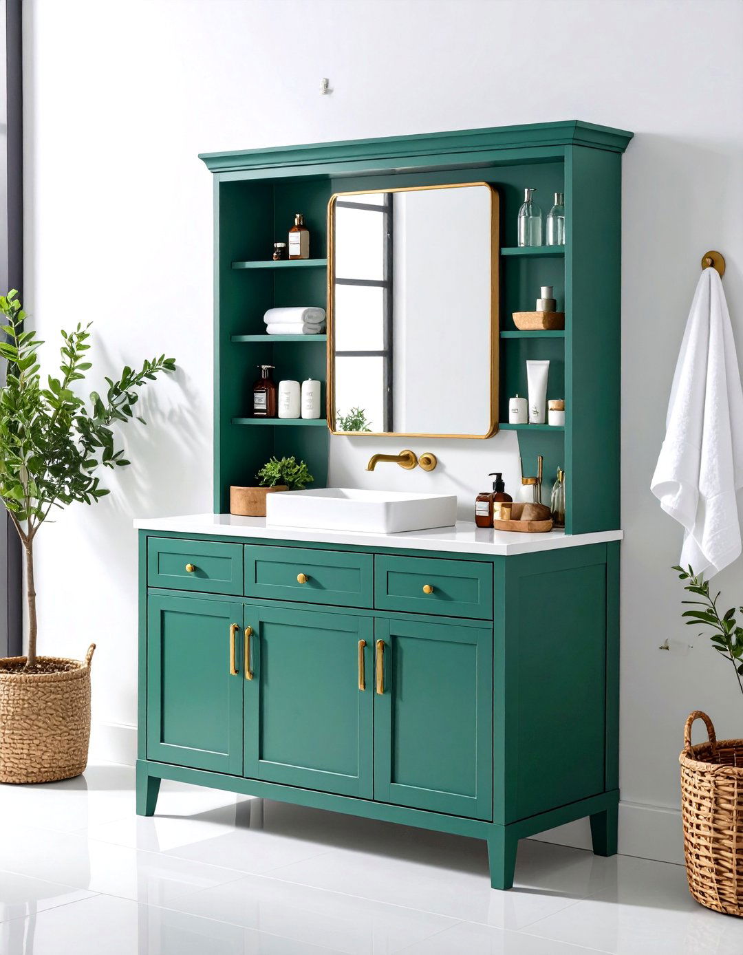 Jade Green Medicine Cabinet Storage - 24 Small Green Bathroom Ideas