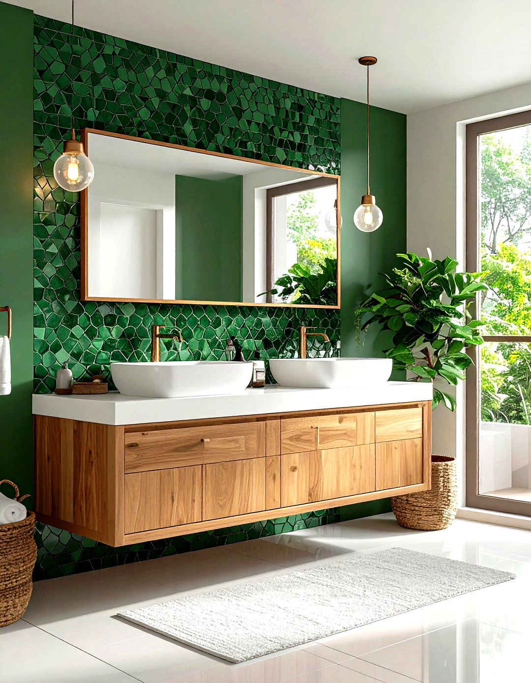 Jade Green Mosaic Backsplash - 24 Small Green Bathroom Ideas