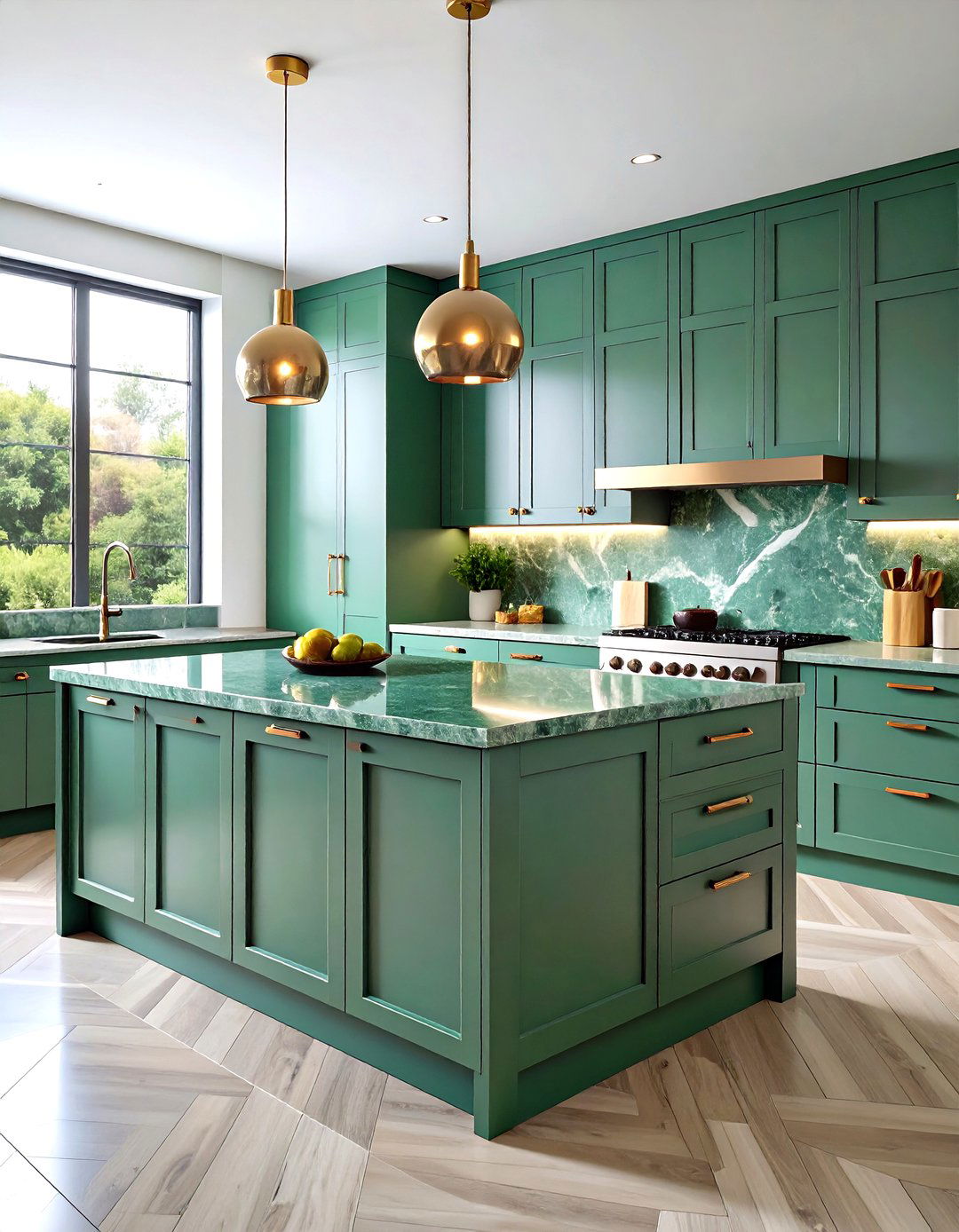 Jade Green Quartz Minimalist Kitchen - 24 Kitchen With Green Countertops Ideas