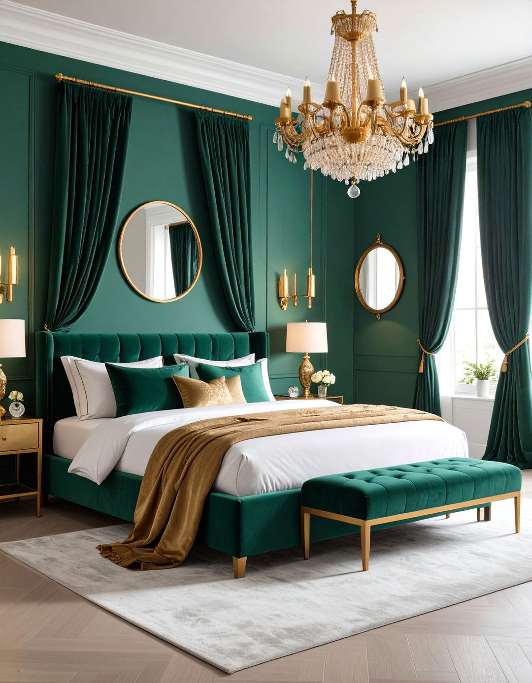 Jade Green and Gold Glamorous Bedroom Theme - 24 Jade Green Bedroom Ideas