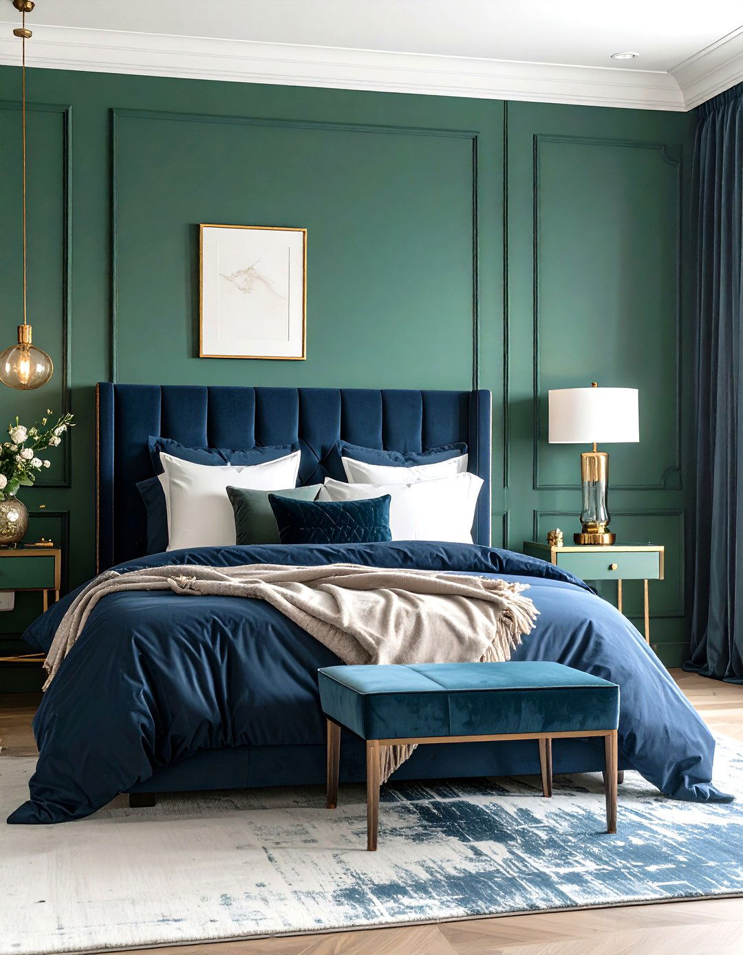 Jade Green and Navy Blue Sophisticated Combination - 24 Jade Green Bedroom Ideas