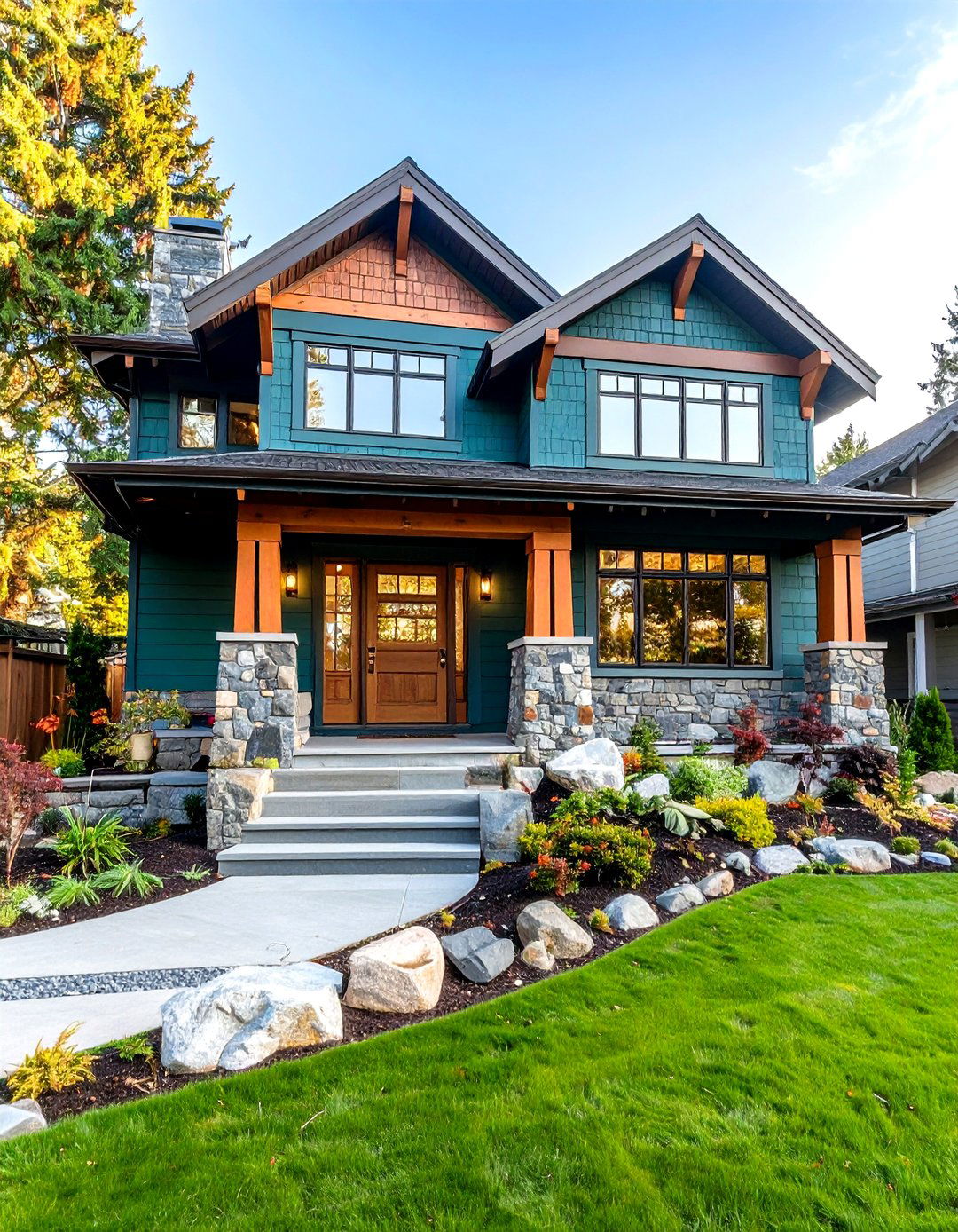Jade Green with Copper Accents - 24 Dark Green Exterior Ideas
