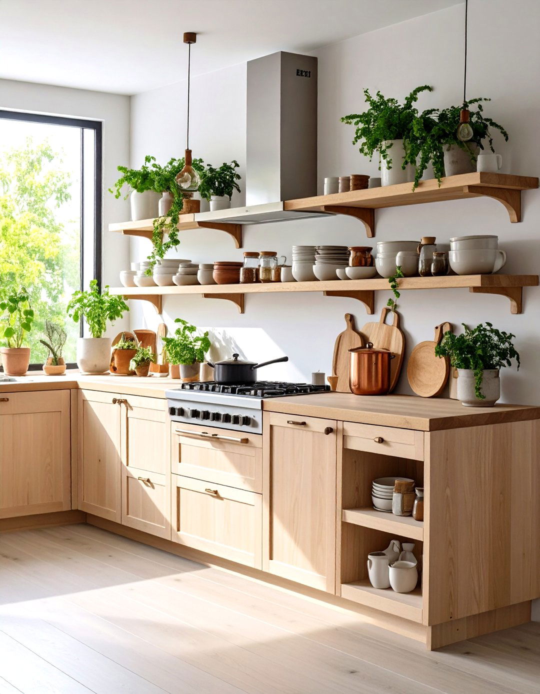 Japandi Kitchen with Floating Shelves - 24 Japandi Kitchen Ideas