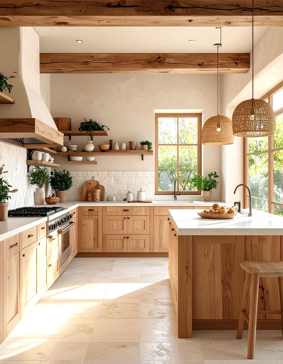 Japandi Kitchen with Textured Wall Finishes - 24 Japandi Kitchen Ideas