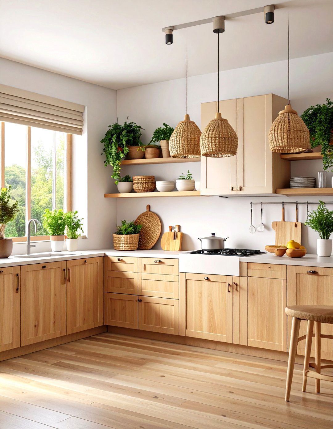 Japandi Kitchen with Warm Wood Cabinetry - 24 Japandi Kitchen Ideas