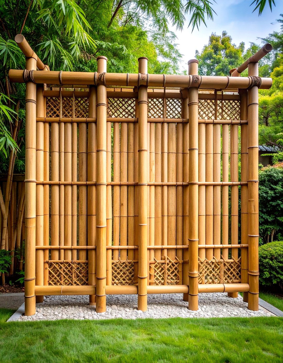 Japanese Inspired Bamboo Screen Trellis - 24 Garden Trellis Ideas