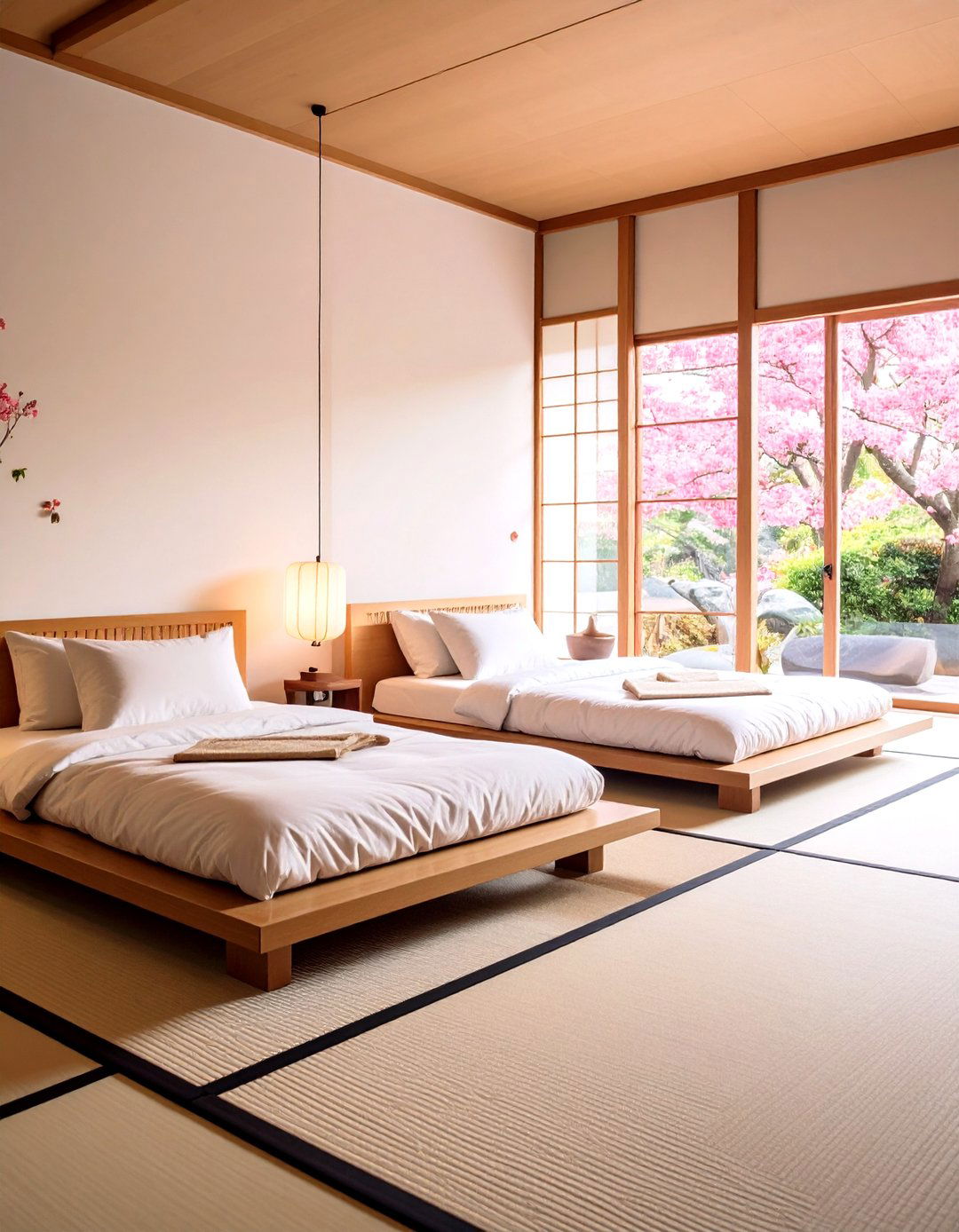 Japanese Inspired Futon Floor Bed Arrangement - 24 2 Beds in One Small Room Ideas
