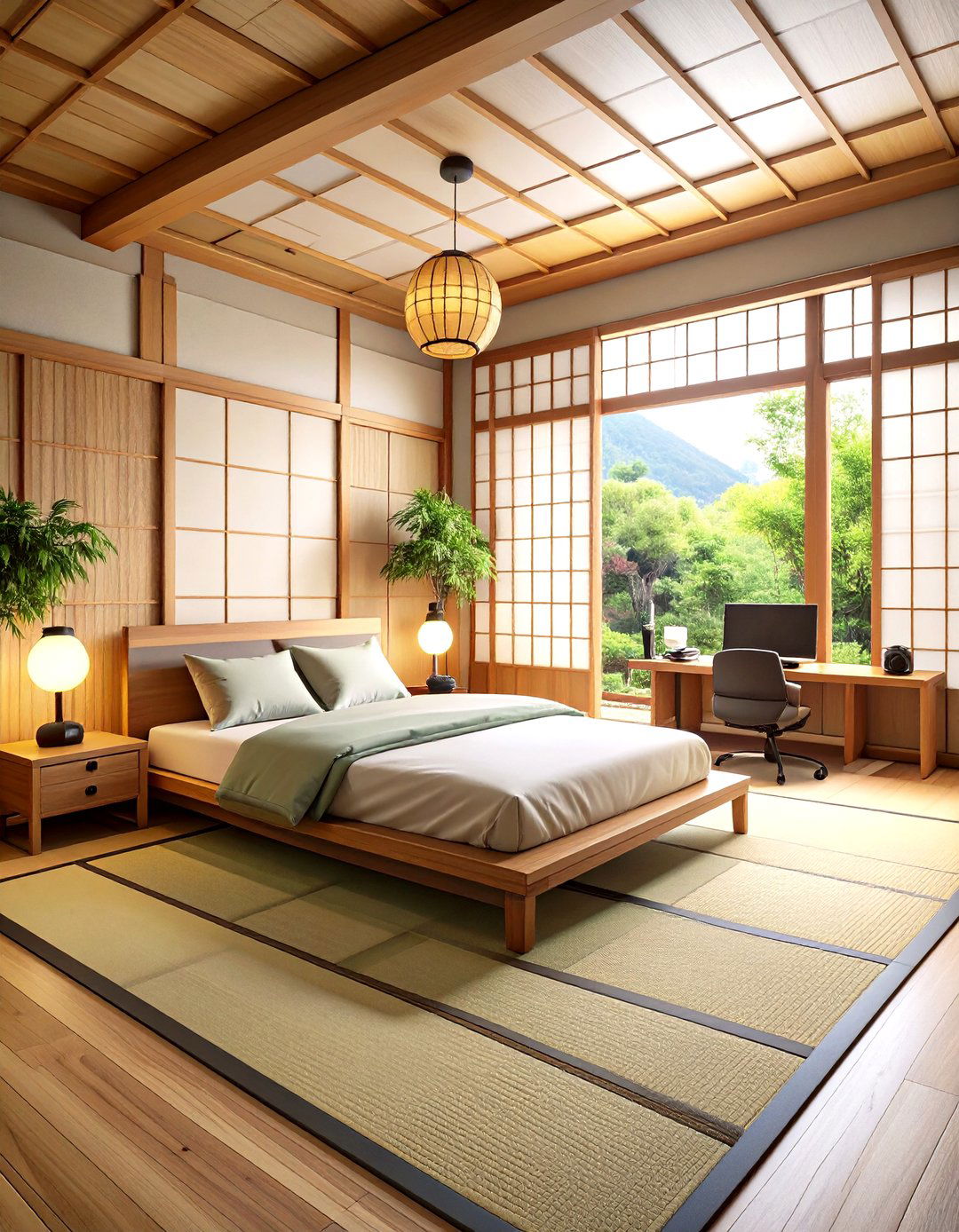 Japanese Inspired Gaming Bedroom with Zen Elements - 24 Gaming Bedroom Ideas