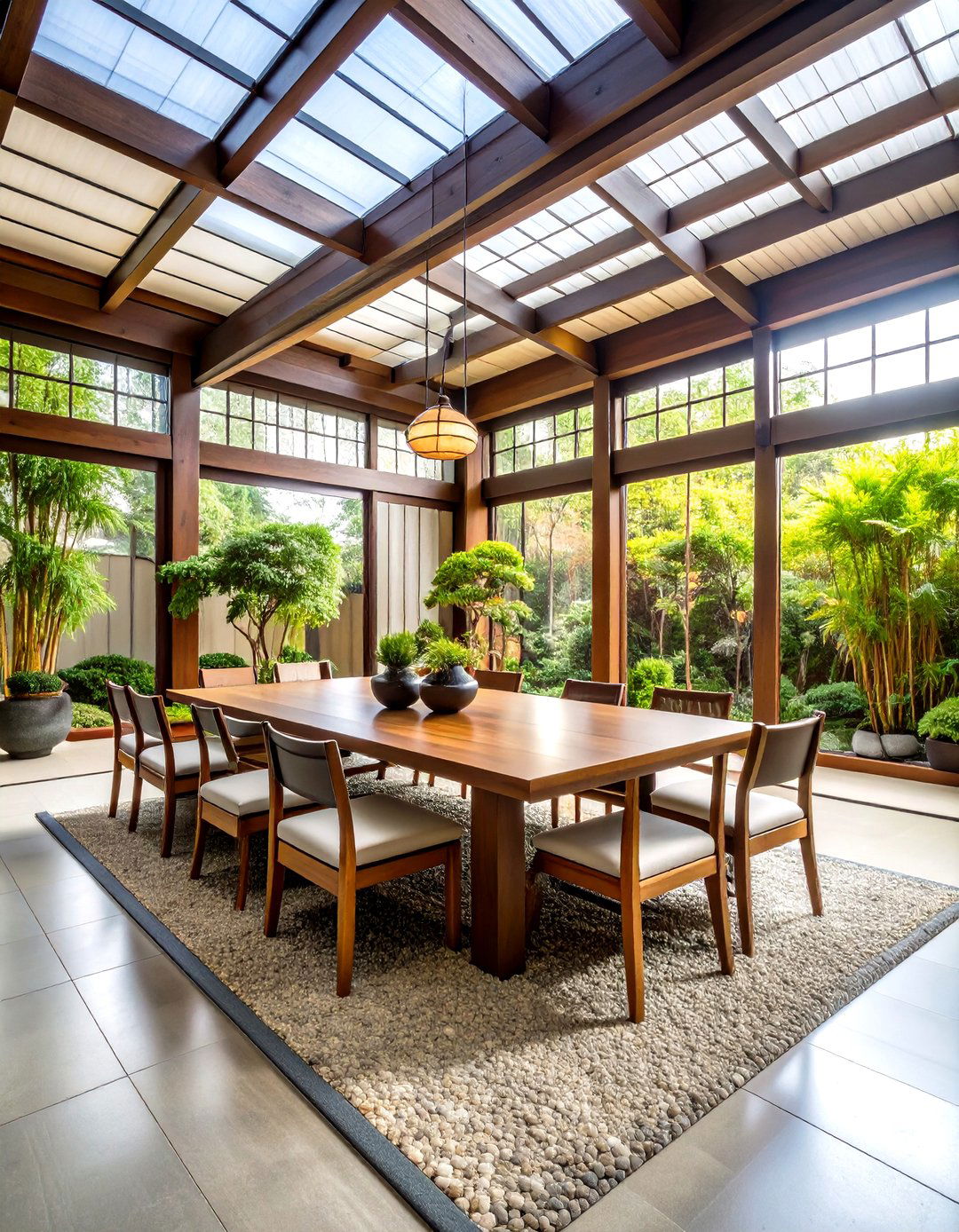 Japanese Inspired Glass Dining Room - 24 Greenhouse Dining Room Ideas