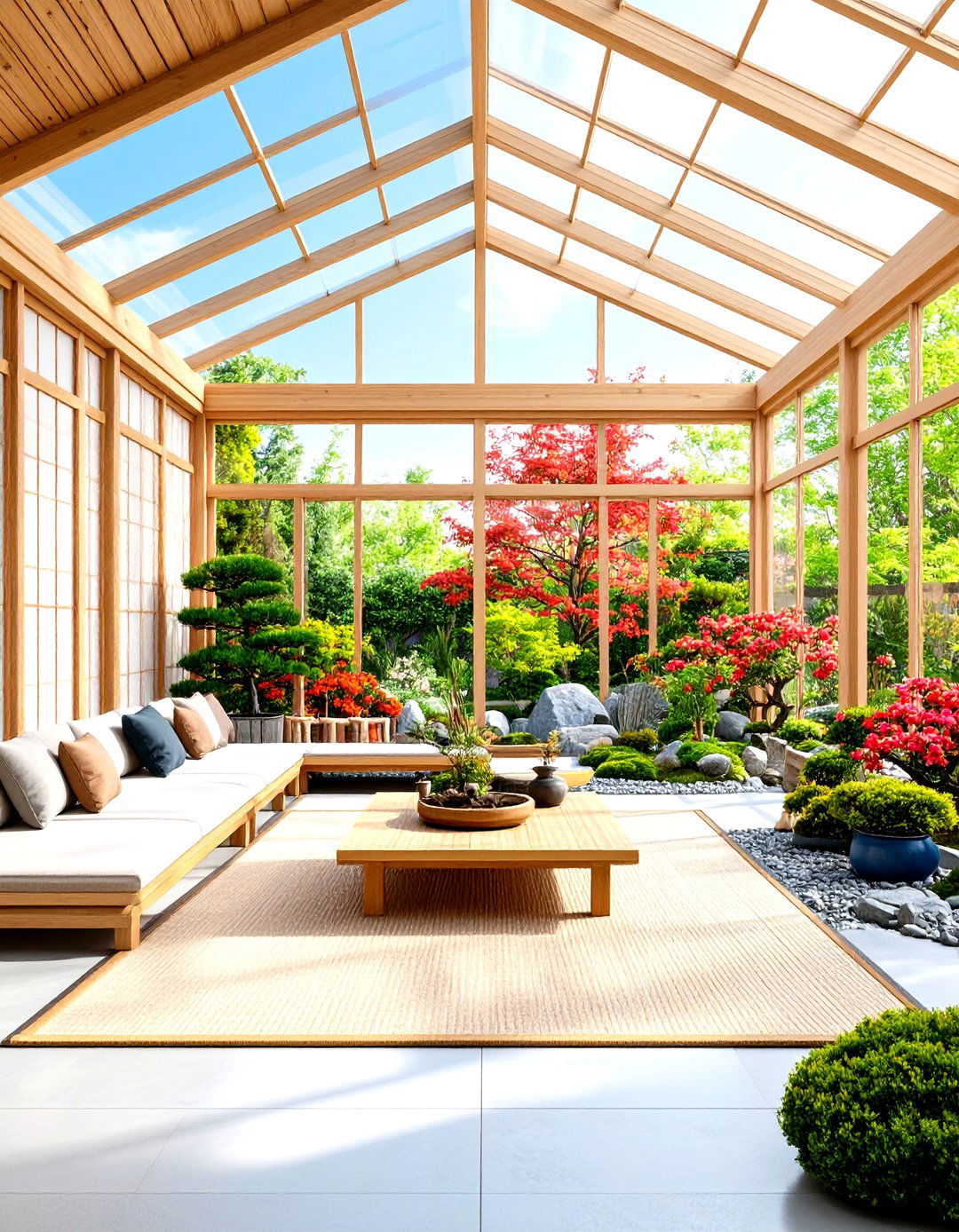 Japanese Inspired Greenhouse Tea House - 24 Greenhouse Room Ideas