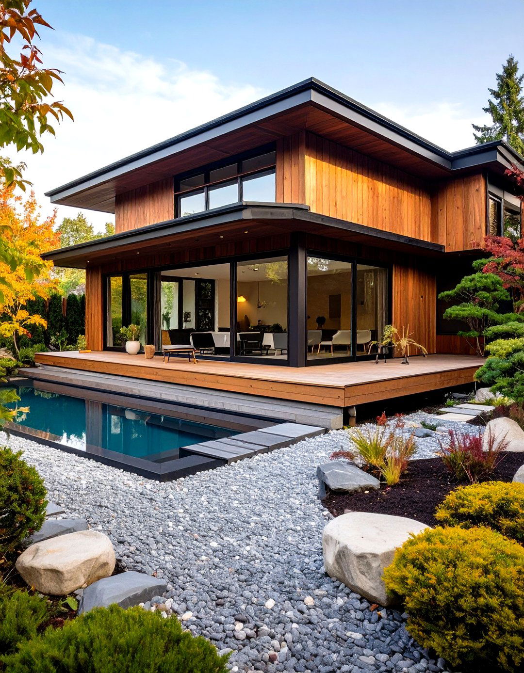 Japanese Inspired Pool House with Zen Garden Elements - 24 Pool House Ideas