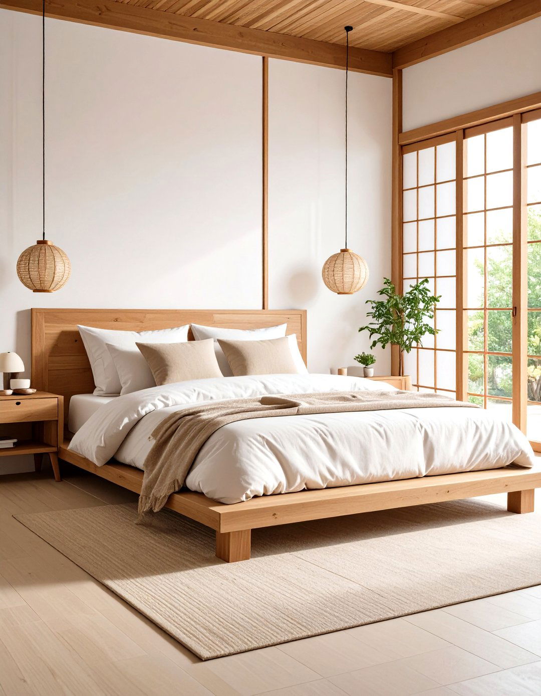 Japanese Inspired Zen Bedroom with Natural Wood - 24 Zen Room Ideas