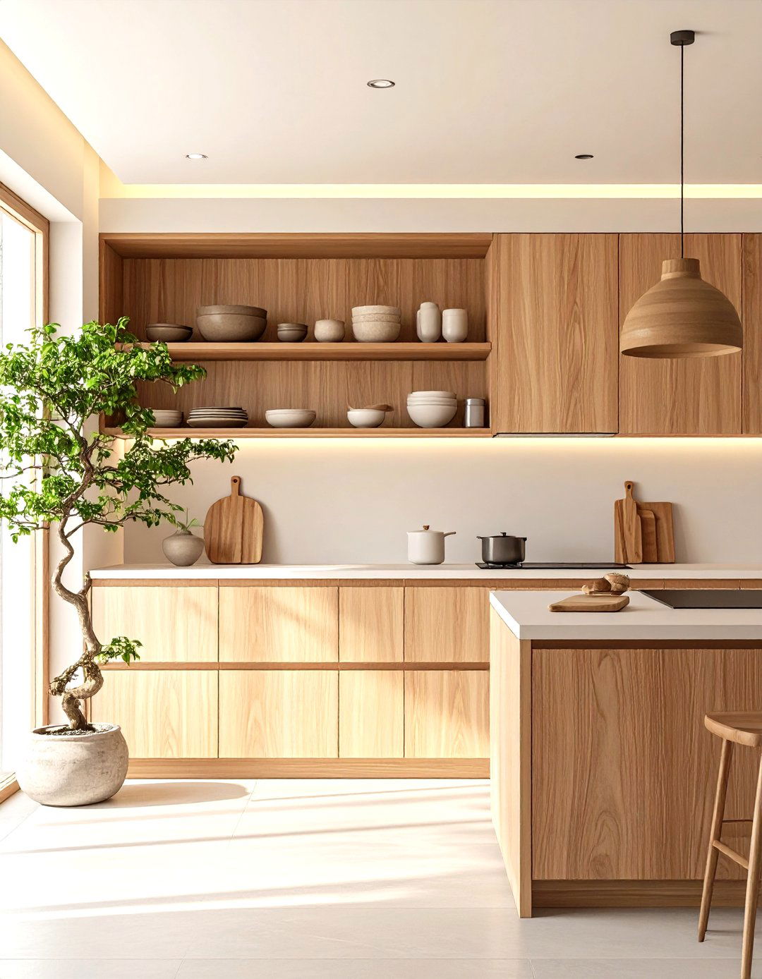 Japanese Minimalist Kitchen with Natural Materials and Clean Lines - 24 Small Kitchen Ideas on a Budget