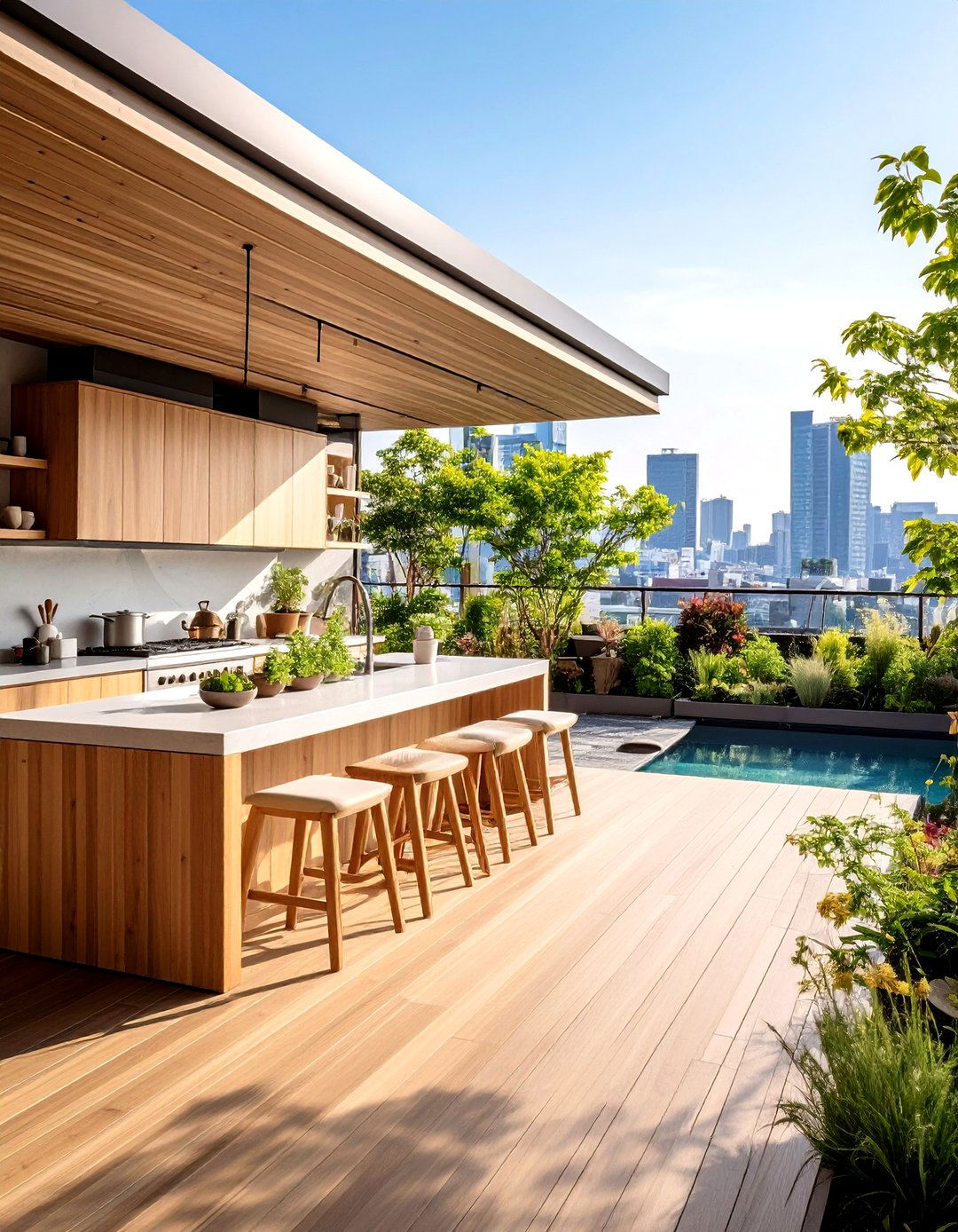Japanese Minimalist Rooftop Kitchen Garden - 24 Rooftop Kitchen Ideas