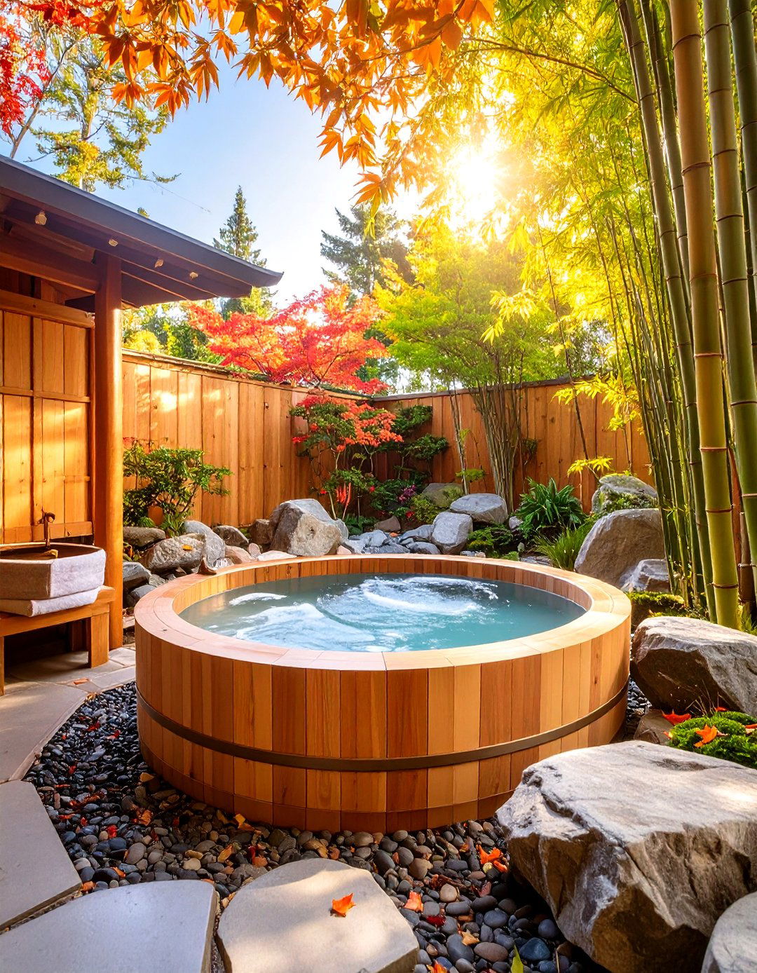 Japanese Onsen Inspired Outdoor Bath - 24 Outdoor Bathroom Ideas