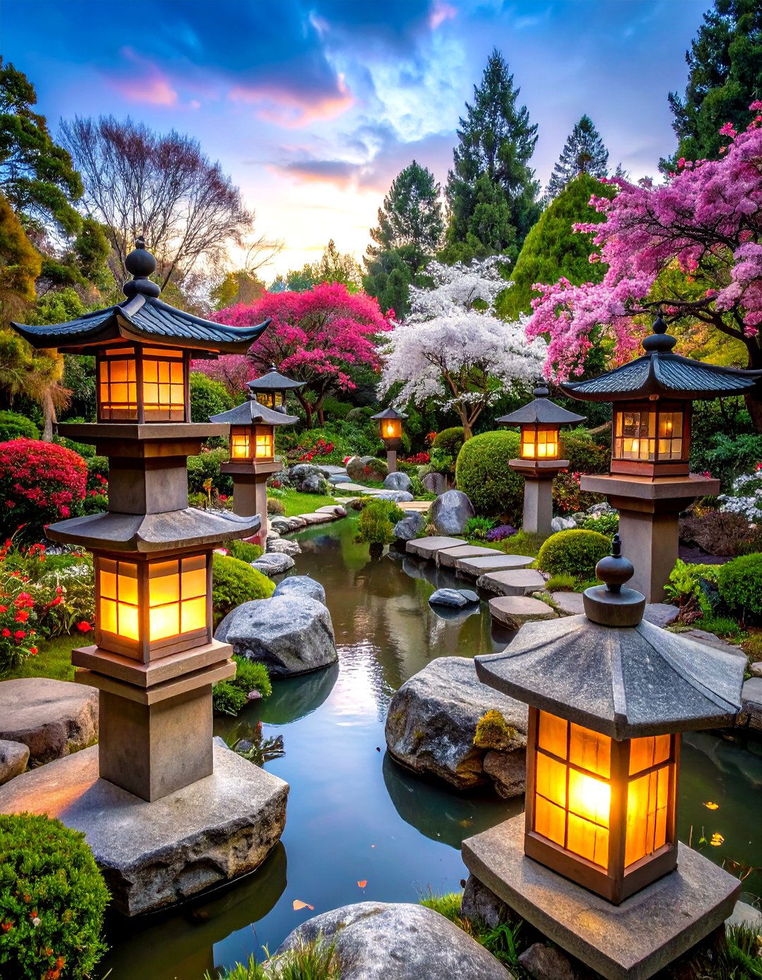Japanese Stone Lantern Garden - 24 Japanese Garden Ideas