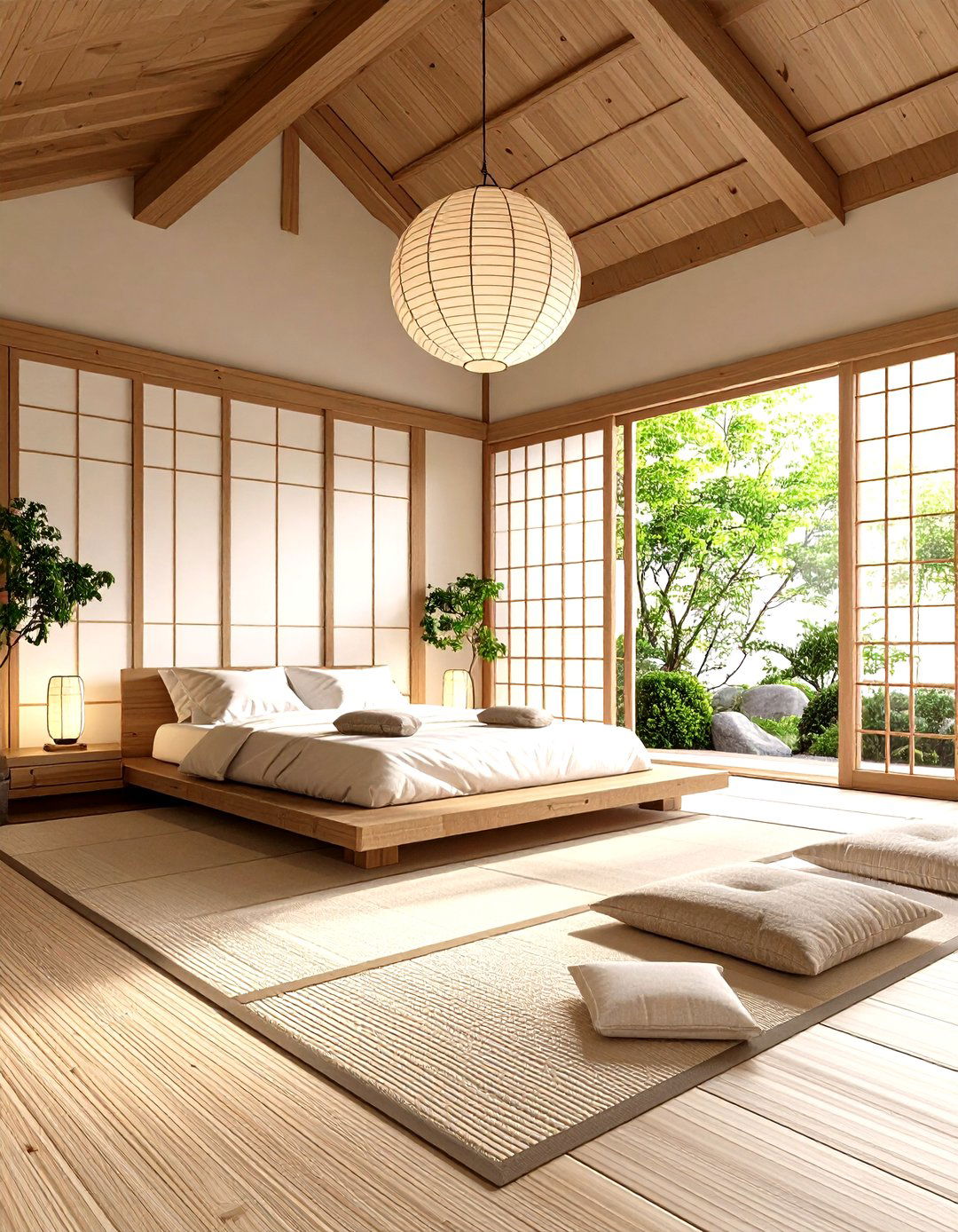 Japanese Zen Bedroom Sanctuary - 24 Low Sloped Ceiling Bedroom Ideas