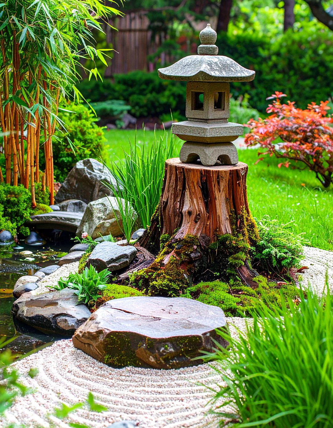 Japanese Zen Garden Stump Meditation - 24 Tree Stump Fairy Garden Ideas