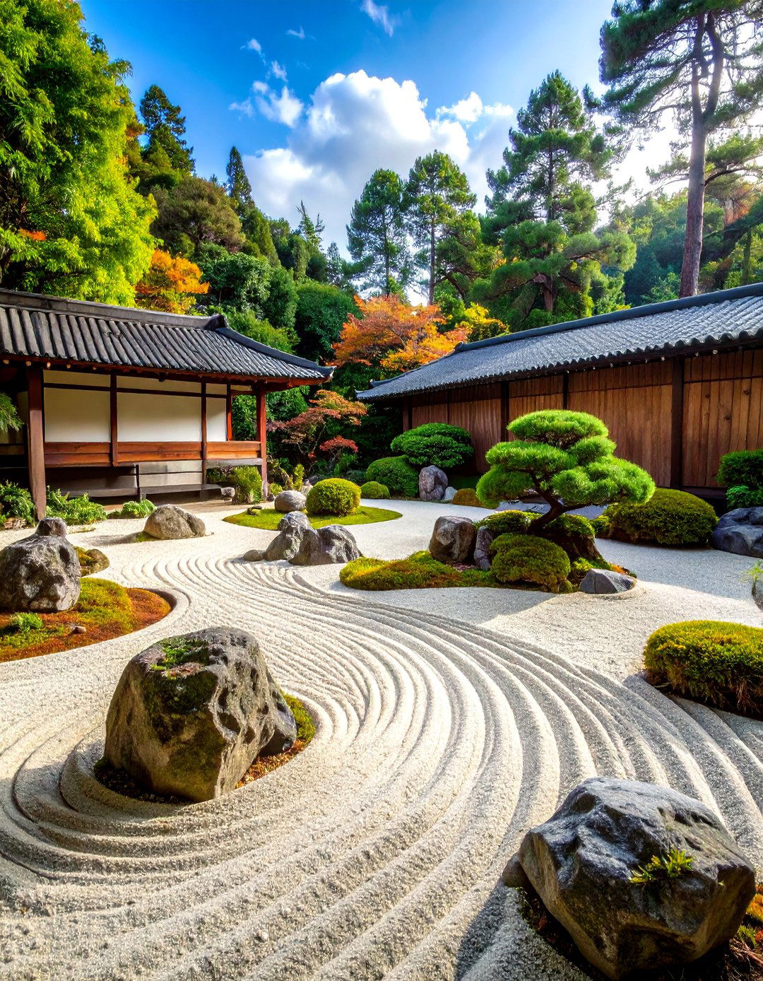 Japanese Zen Garden with Pine Bonsai - 24 Pine Tree Landscape Ideas