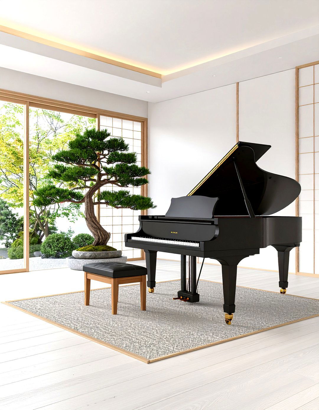 Japanese Zen Piano Meditation Space - 24 Piano Room Ideas