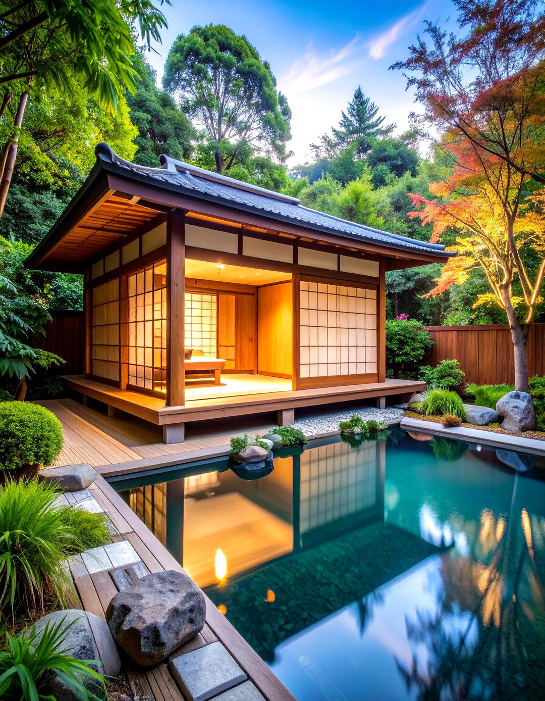 Japanese Zen Pool Shed - 24 Pool Shed Ideas