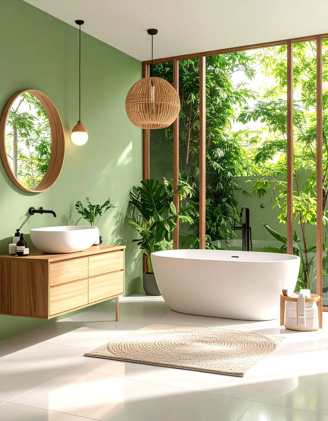 Japanese Zen Simplicity - 24 black, white and green bathroom ideas