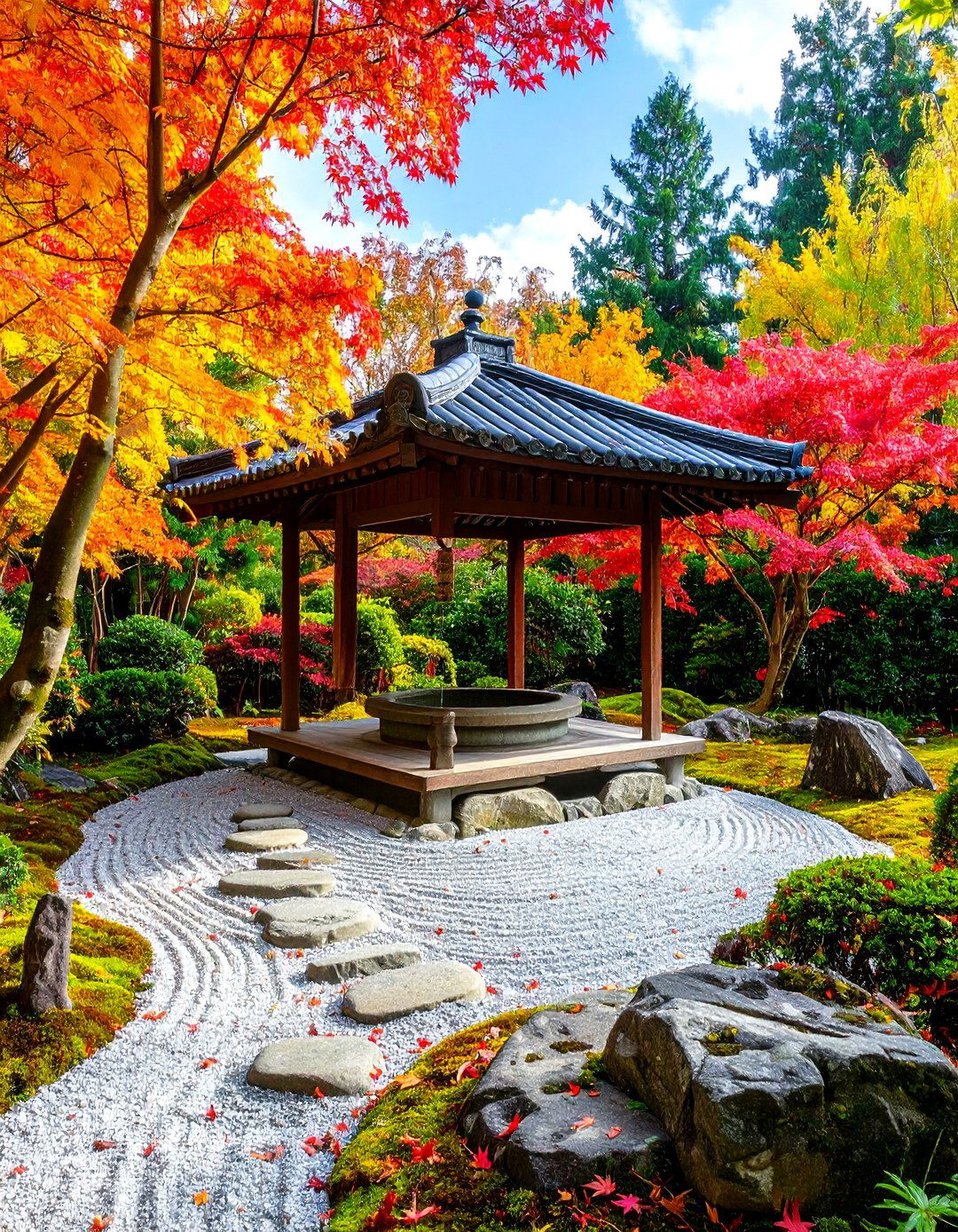Japanese Zen Wishing Well with Bamboo Elements - 24 Outdoor Wishing Well Garden Ideas