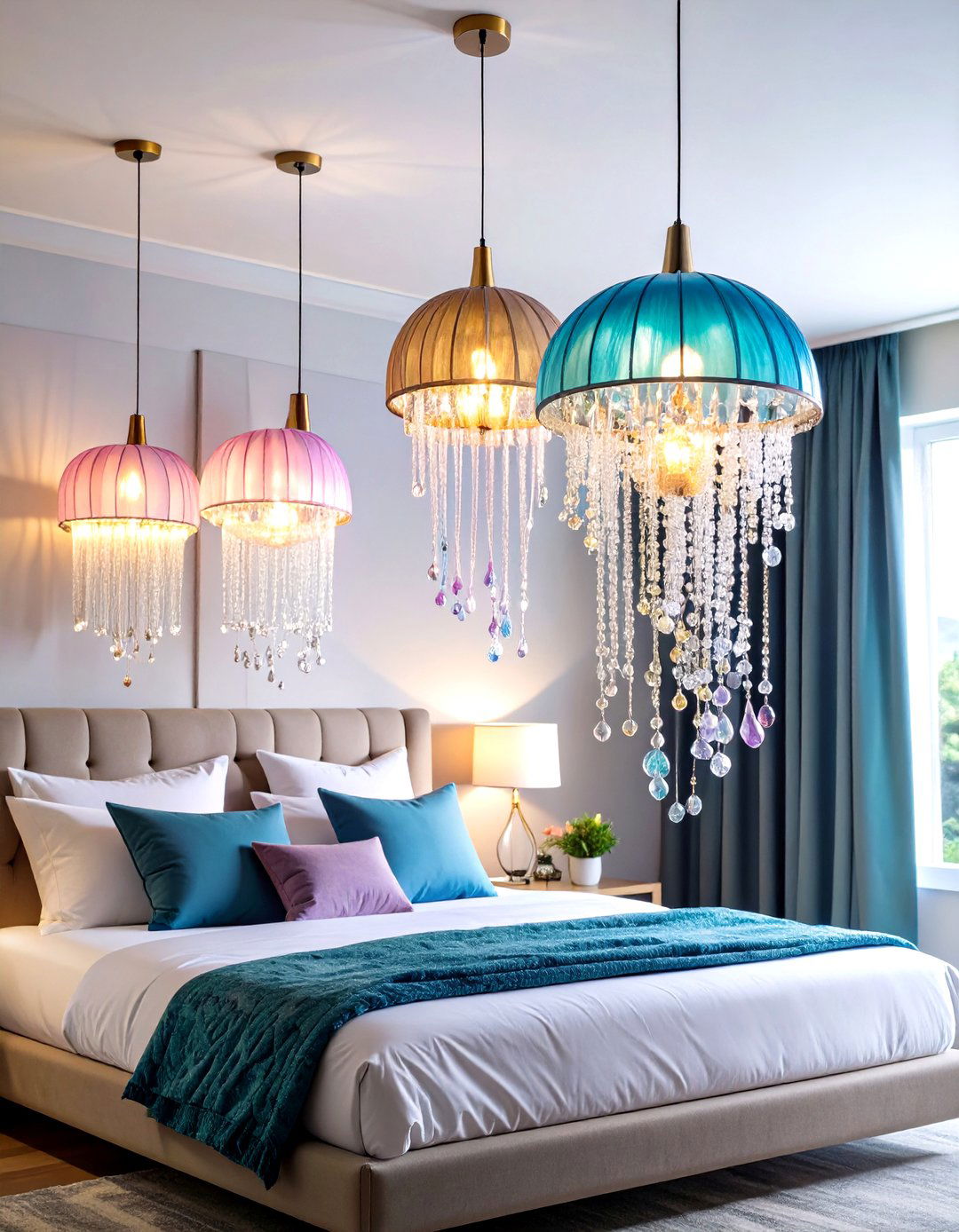 Jellyfish Inspired Pendant Lighting - 24 Mermaid Bedroom Ideas