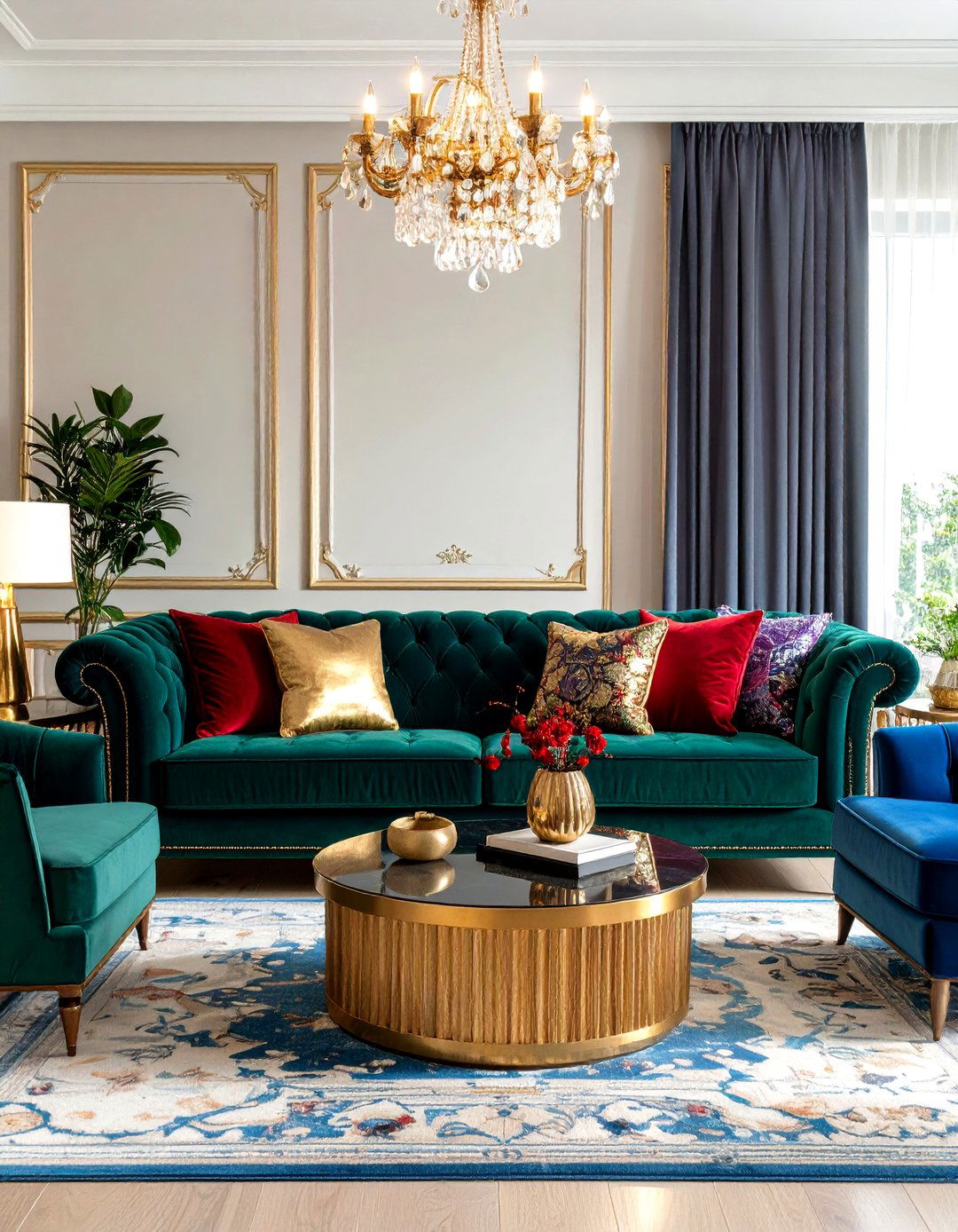 Jewel Tone Color Explosion Living Room - 24 Maximalist Living Room Design Ideas