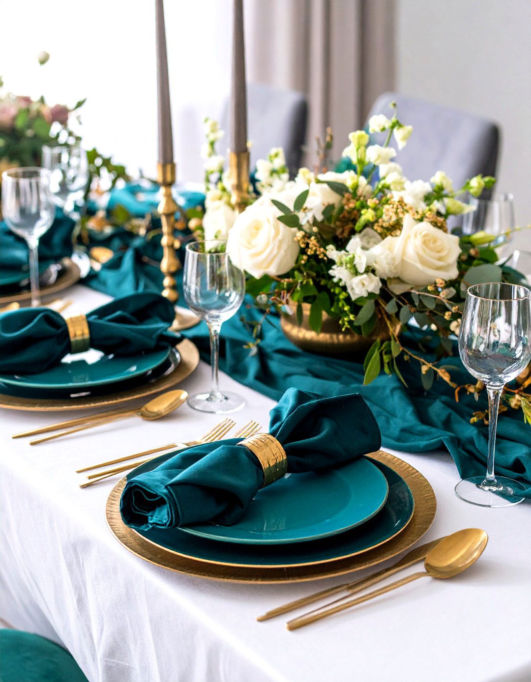 Jewel Tone Elegance Tablescape - 24 Tablescape Ideas