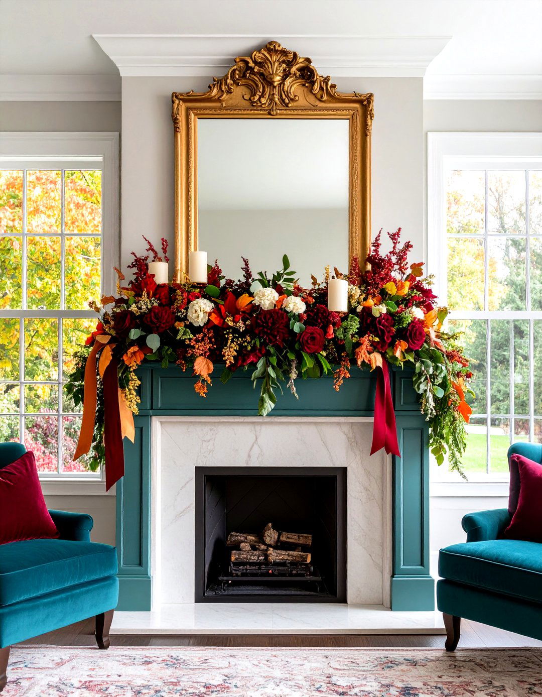 Jewel Tones Deep Color Palette - 24 Fall Mantel Decor Ideas