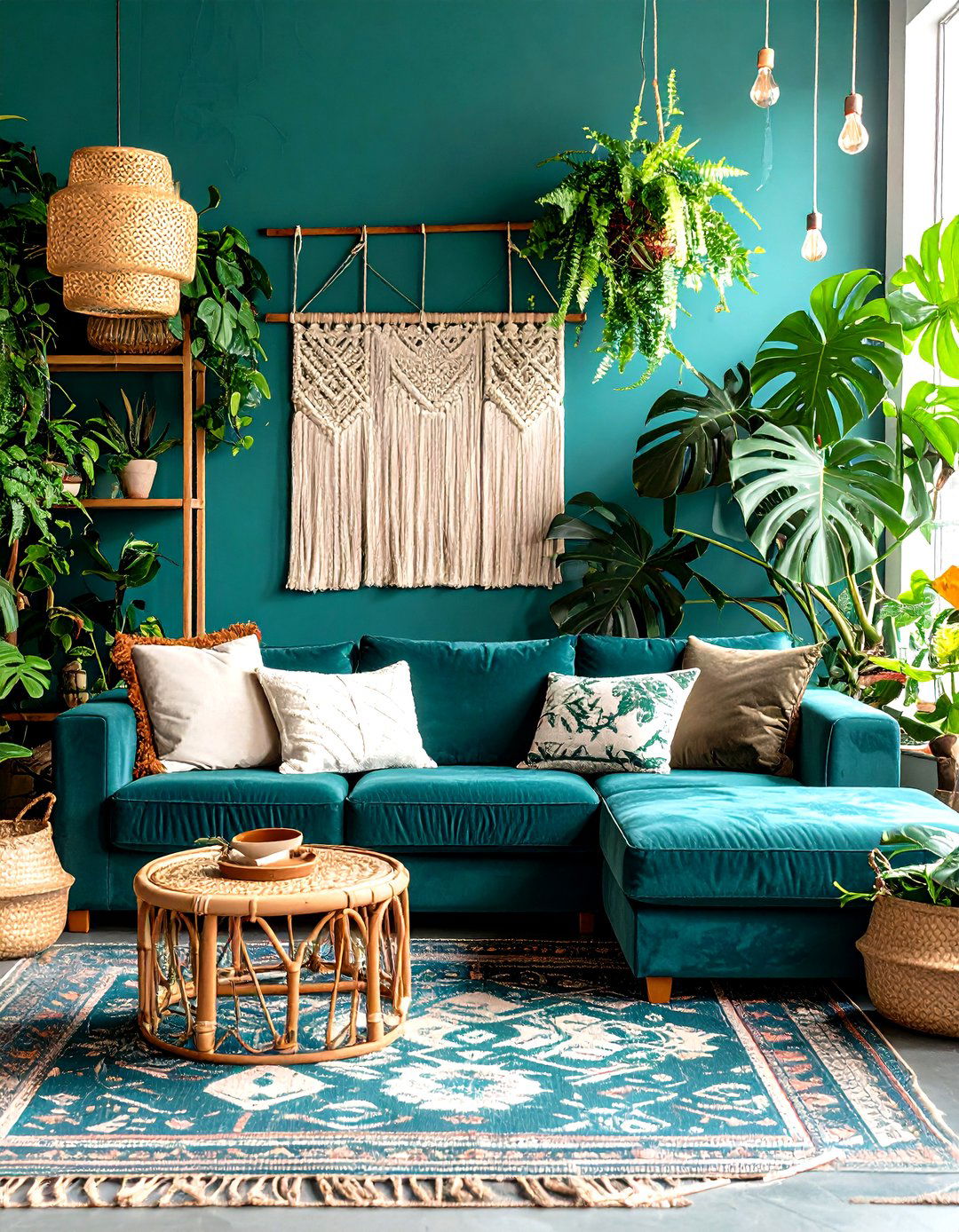 Jungle Boho Living Room - 24 Boho Room Ideas