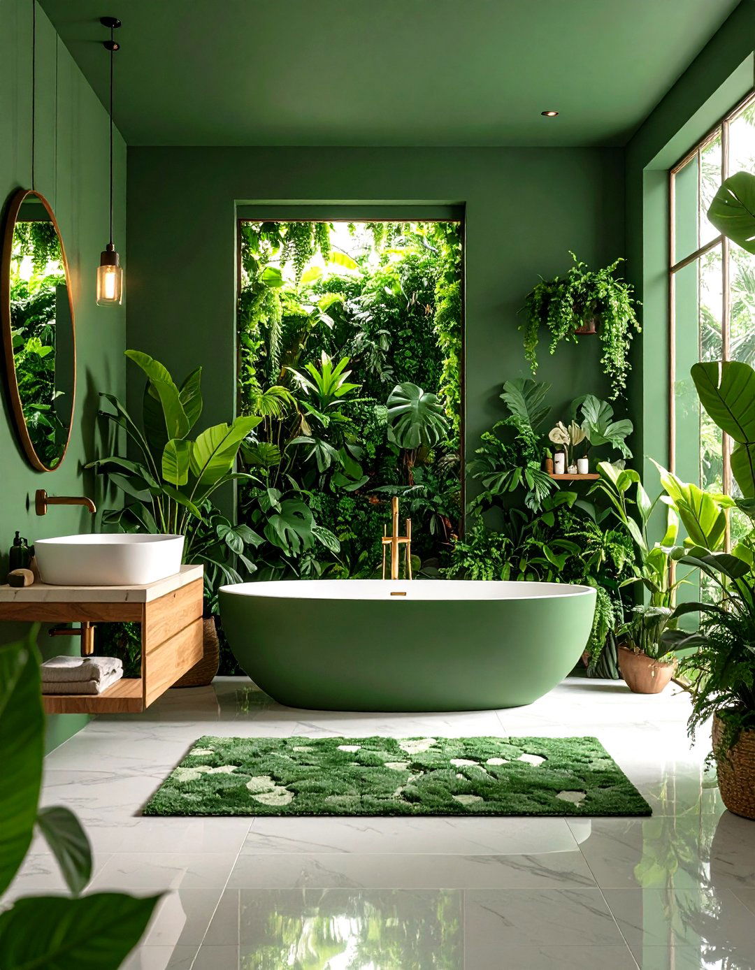 Jungle Canopy Green Immersion - 24 Tropical Bathroom Ideas