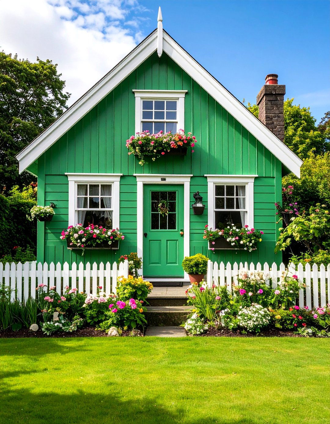 Kelly Green Irish Inspired Cottage - 24 Green Exterior House Paint Ideas